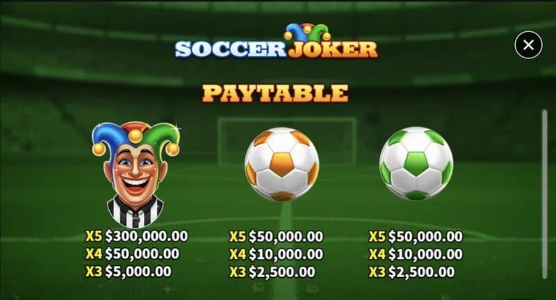 Soccer Joker - paytable, first page